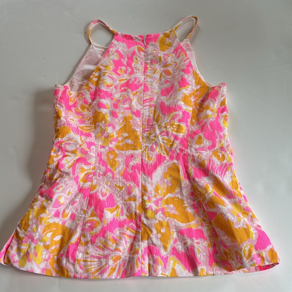 Lilly Pulitzer Top Magnolia Kir Ooh La La Sleeveless Back Zip Lined Cotton 2 View 4